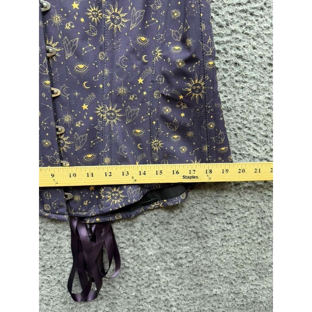 NWOT Corset Story Mystic Galaxy Indigo Gold Longline Overbust Corset Size UK 22 - Picture 11 of 12
